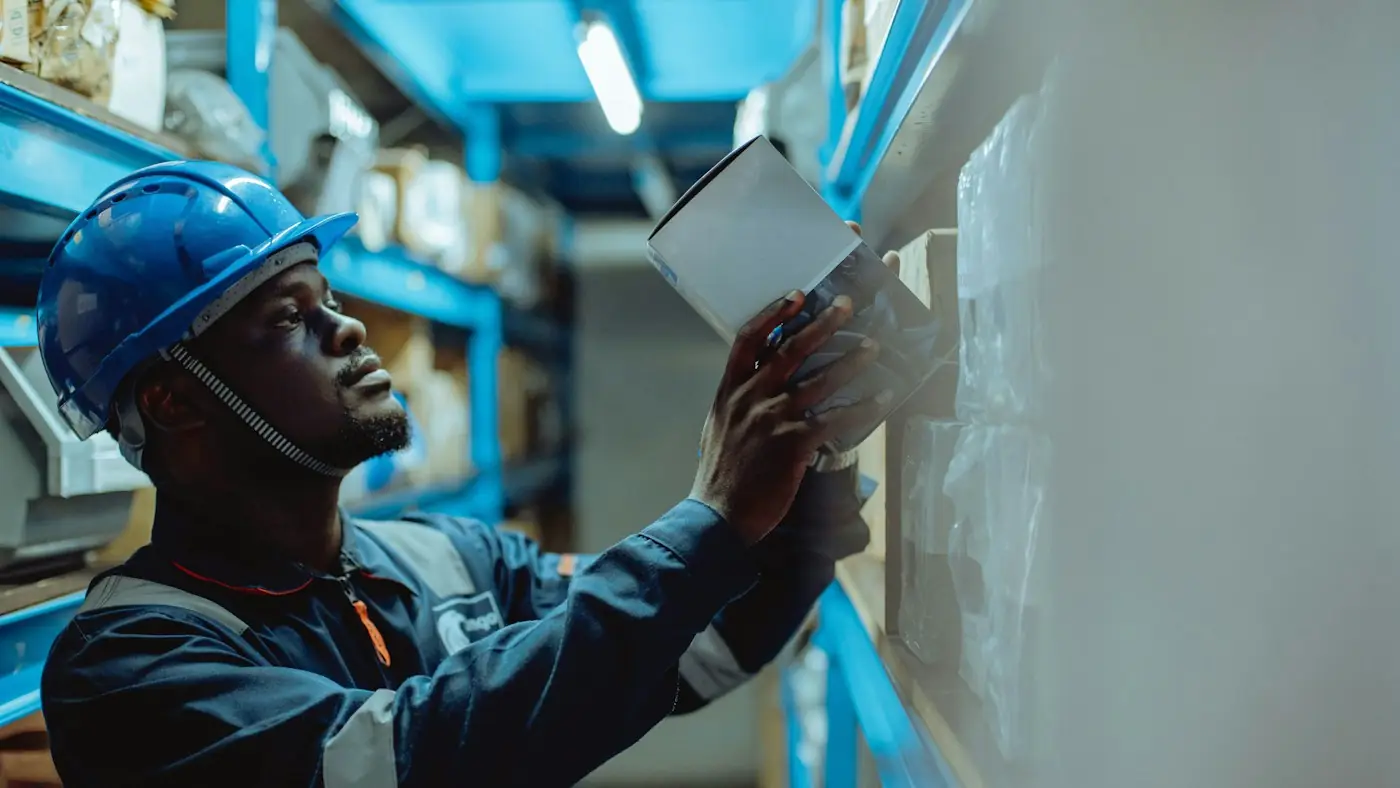 Technician inspecting equipment in a production facility